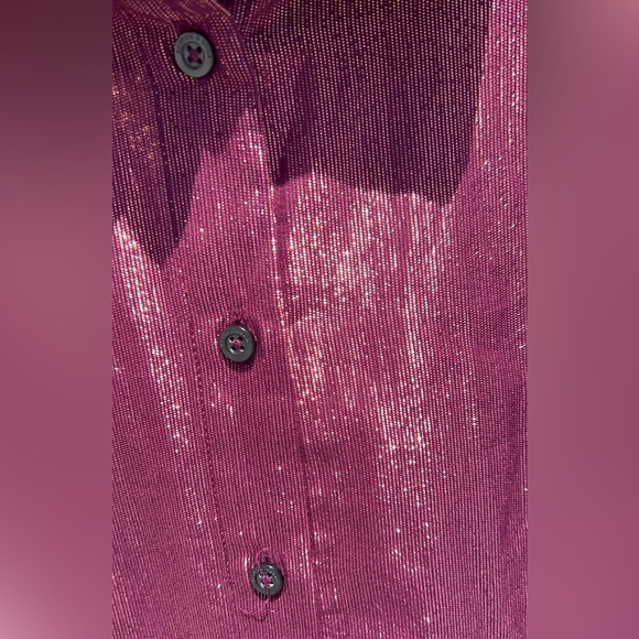 Scotch & Soda Cotton/Lurex Regular Fit Button Down Shirt in Aubergine. - Picture 12 of 13